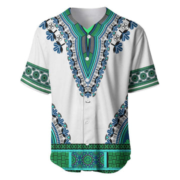 Africa Baseball Jersey African Dashiki Royal Turquoise Version LT14