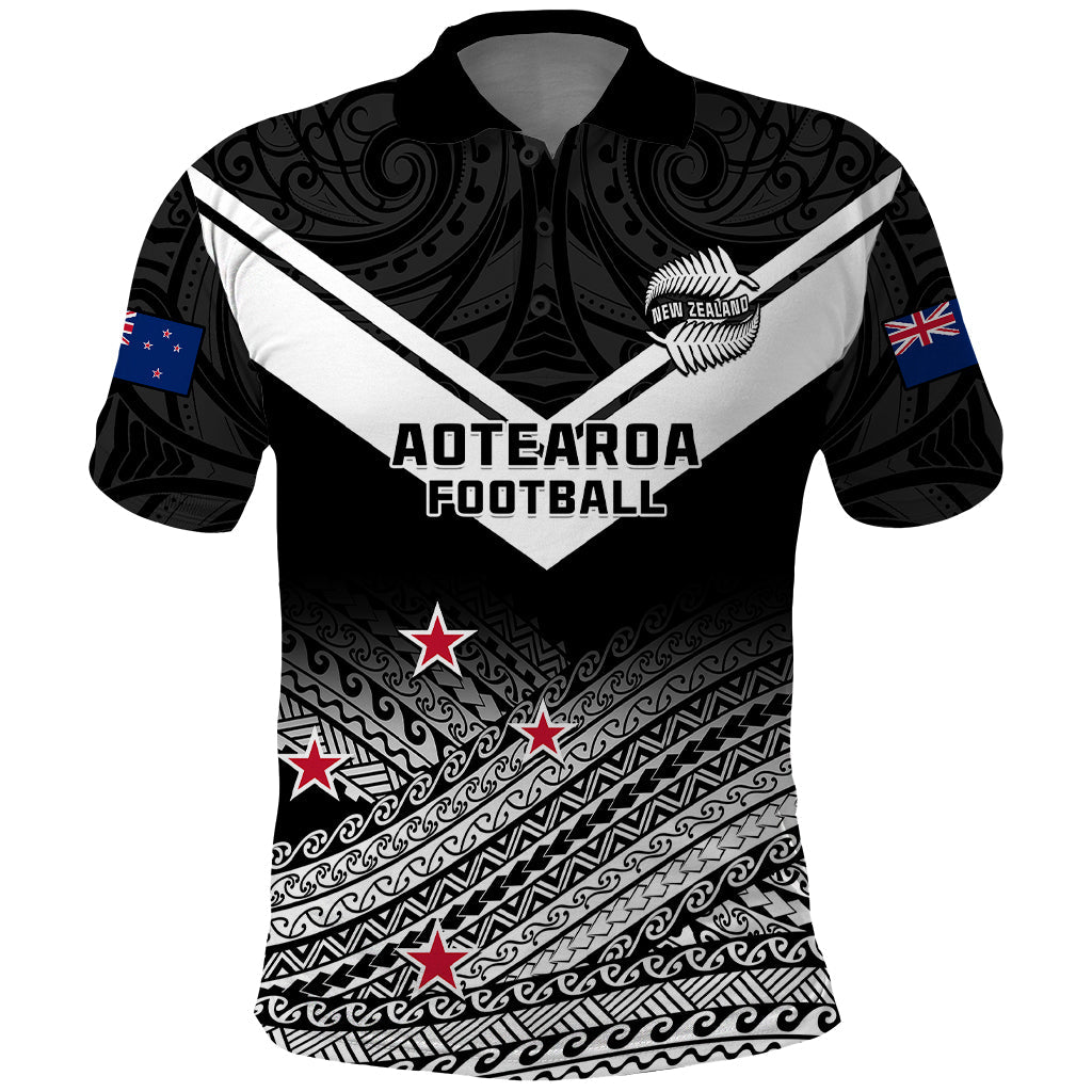 Aotearoa Football Polo Shirt Go New Zealand Maori Fern Pattern LT14