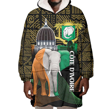 Personalized Cote dIvoire Independence Day Wearable Blanket Hoodie Ivory Coast Elephant African Pattern LT14