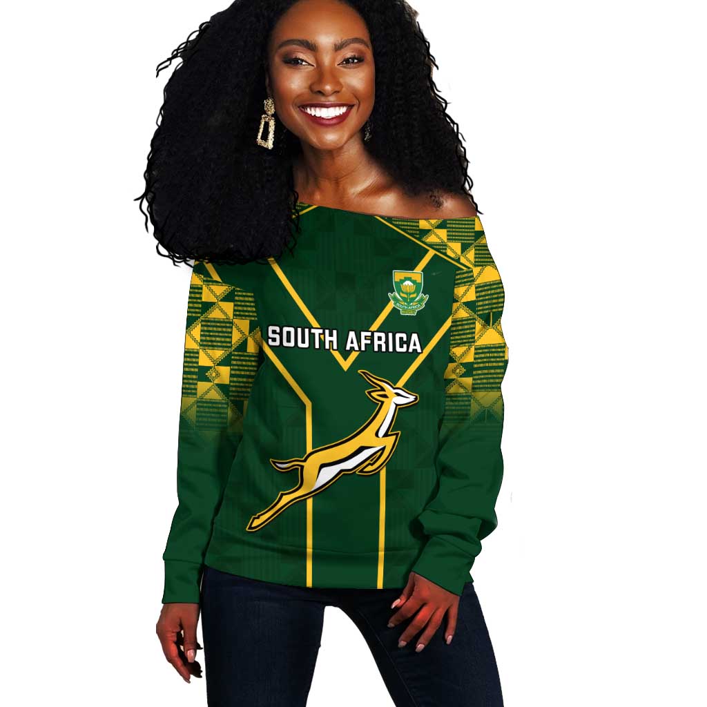 Custom South Africa Rugby Off Shoulder Sweater Go Champions Springboks LT14