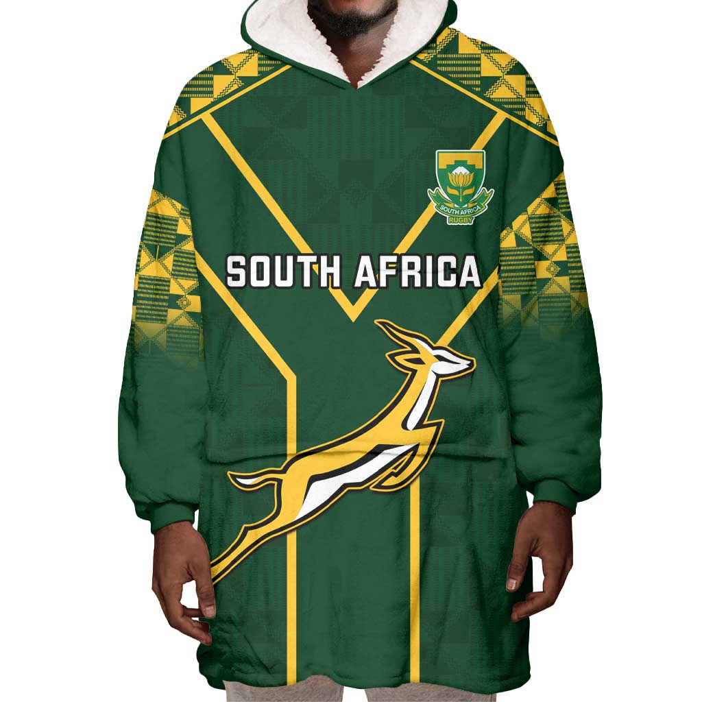 Custom South Africa Rugby Wearable Blanket Hoodie Go Champions Springboks LT14