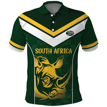 South Africa Rugby Custom Polo Shirt Springboks Kente Rhino Symbol LT14