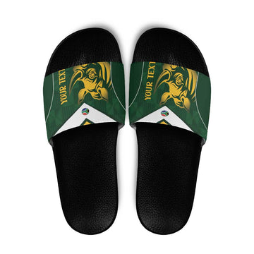 South Africa Rugby Custom Slide Sandals Springboks Kente Rhino Symbol LT14