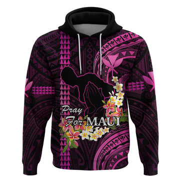 Hawaii Hoodie Pray For Maui Hawaiian Plumeria Be Strong Pink Verison LT14