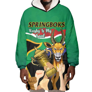 Personalised South Africa Special Holiday Wearable Blanket Hoodie Springboks Champions Celebration Rugby Is My Soul LT14