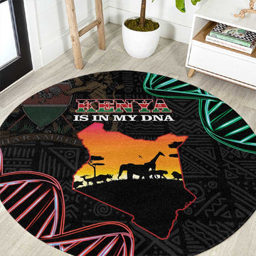 Afro Kenya Round Carpet Kenyan Is In My DNA - Jamhuri Day LT14