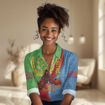 Personalised Eritrea Independence Day Women Casual Shirt Shida Shoes Olive Branch African Pattern LT14