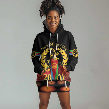 Custom Eritrea Martyrs' Day Hoodie Dress 20 June Shida Shoes With Candles - Black LT14