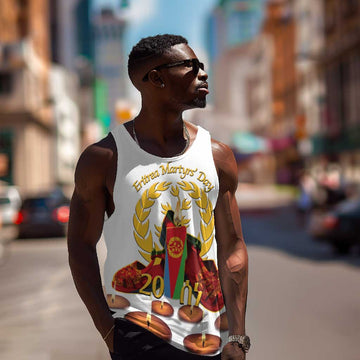 Custom Eritrea Martyrs' Day Men Tank Top 20 June Shida Shoes With Candles - White LT14