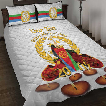 Custom Eritrea Martyrs' Day Quilt Bed Set 20 June Shida Shoes With Candles - White LT14