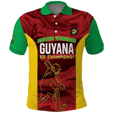 Custom Guyana Cricket Polo Shirt Go Amazon Warriors Marble Pattern LT14