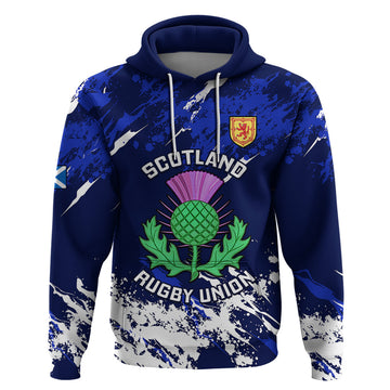 Custom Scotland Rugby Hoodie World Cup 2023 Go Scottish Thistle Grunge Style LT14