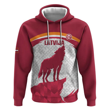 Custom Latvia Football Hoodie Go Wolves Latvija Folk Pattern LT14