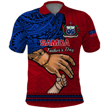 Custom Father Day Samoa Polo Shirt Manuia le Aso Sa o Tama Red Version LT14