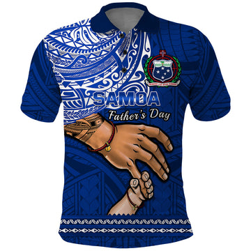 Custom Father Day Samoa Polo Shirt Manuia le Aso Sa o Tama Blue Version LT14