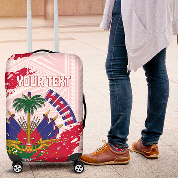 Custom Haiti Football Luggage Cover Les Grenadiers Red Grunge Polynesian Tattoo LT14