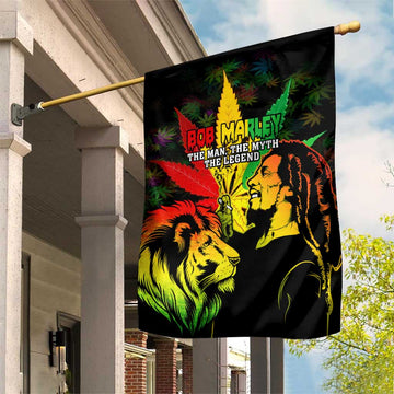 Afro Jamaica Legend Bob Garden Flag Lion With Cannabis Leaf Pattern LT14