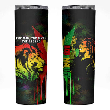 Afro Jamaica Legend Bob Skinny Tumbler Lion With Cannabis Leaf Pattern LT14