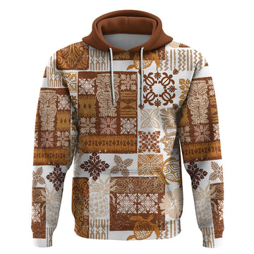 Hawaiian Quilt Hoodie Tiki Tropical Retro Brown Version LT14