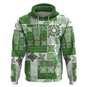 Hawaiian Quilt Hoodie Tiki Tropical Retro Green Version LT14