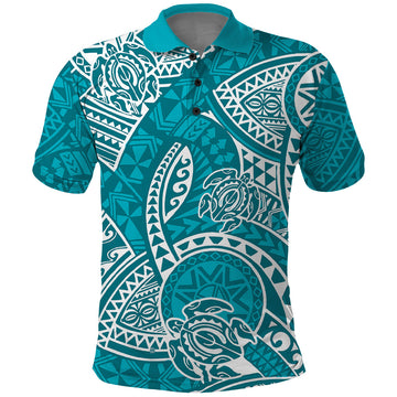 Polynesian Pride Hawaii Polo Shirt Hawaiian Tribal Honu Turquoise Version LT14