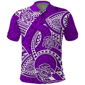 Polynesian Pride Hawaii Polo Shirt Hawaiian Tribal Honu Purple Version LT14