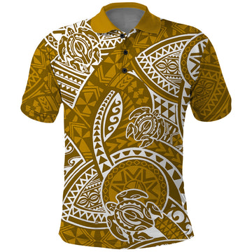Polynesian Pride Hawaii Polo Shirt Hawaiian Tribal Honu Gold Version LT14