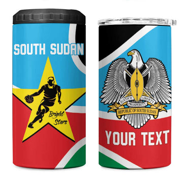 Afro Basketball Custom South Sudan 4 in 1 Can Cooler Tumbler Come On Bright Stars LT14