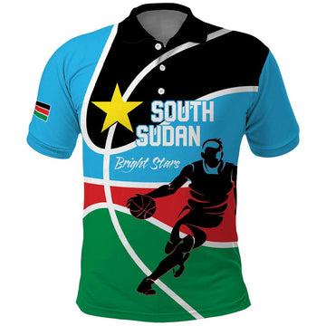 South Sudan Basketball Custom Polo Shirt Come On Bright Stars LT14