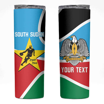 Afro Basketball Custom South Sudan Skinny Tumbler Come On Bright Stars LT14