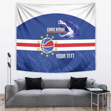 Afro Basketball Custom Cape Verde Tapestry Come On Blue Sharks LT14