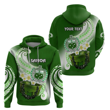 Custom Samoa Hoodie Ula Fala Kava Bowl Plumeria Polynesian Green LT14