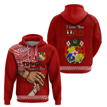 Tonga Fathers Day Hoodie Red Tongan Ngatu I Love You Dad LT14