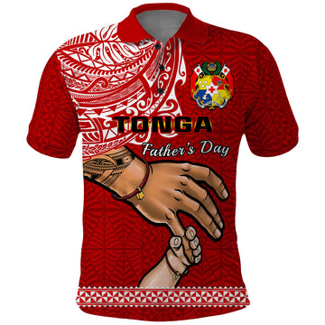 Custom Fathers Day Tonga Polo Shirt Red Tongan Ngatu I Love You Dad LT14