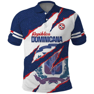 Custom Dominican Republic Football Polo Shirt Los Quisqueyanos Crack Style LT14