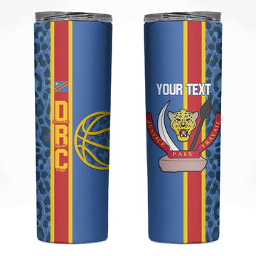 Afro Basketball Custom DR Congo Skinny Tumbler Come On Leopards Skin Pattern LT14
