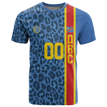 Afro Basketball Custom DR Congo T shirt Come On Leopards Skin Pattern LT14