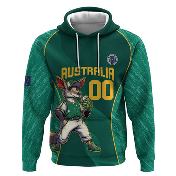 Custom Baseball Australia Hoodie Go Champions - Aussie Kangaroo Mascot LT14