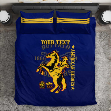 Personalized Afro Buffalo Soldiers Bedding Set BSMC United States Army Blue LT14