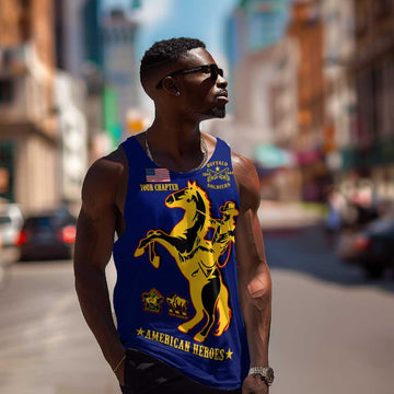 Personalized Afro Buffalo Soldiers Men Tank Top BSMC United States Army Blue LT14