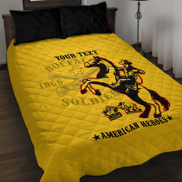 Personalized Afro Buffalo Soldiers Quilt Bed Set BSMC United States Army Yellow LT14