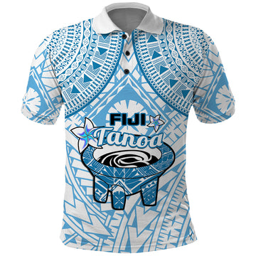 Fiji Tanoa Polo Shirt Kava Bowl Fijian Tapa Blue Pattern LT14