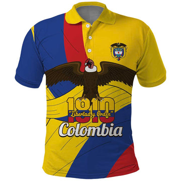 Personalised Colombia Independence Day Polo Shirt 1810 Libertad y Orden LT14