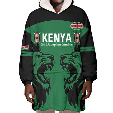 Custom Kenya Rugby Wearable Blanket Hoodie 2024 Go Champions Simbas - Green LT14