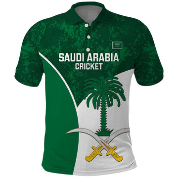 Custom Saudi Arabia Cricket Polo Shirt Go Champions Coat Of Arms Style LT14