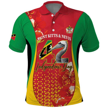 Personalized Saint Kitts and Nevis Polo Shirt Pelican 42nd Independence Anniversary LT14