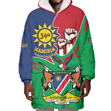 Namibia Independence Day Wearable Blanket Hoodie Coat Of Arms Curve Style LT14