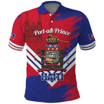 Port-au-Prince Haiti Polo Shirt Potoprens Coat of arms Grunge Vibes LT14