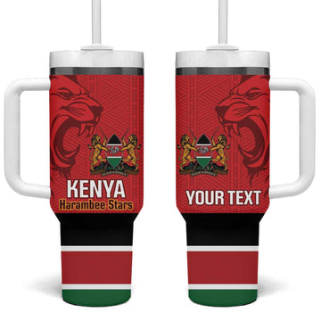 Custom Kenya Football Tumbler With Handle Go Harambee Stars African Pattern LT14