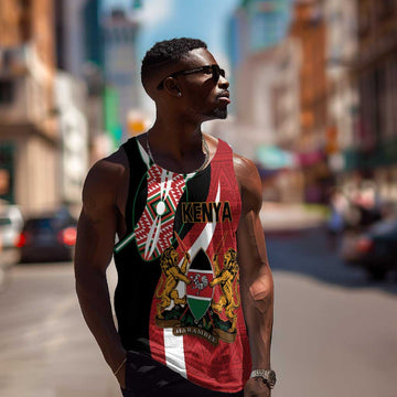 Custom Kenya Football Men Tank Top Maasai Shield Coat Of Arms Style LT14